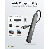 Goobay slim USB-hub med 5 porte, USB-C til USB-C USB-A, 5 Gbit s (lysegrå)