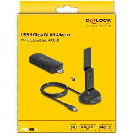 Delock Wi-Fi 6e Dual Band WLAN USB Adapter AX3000 WLAN Adapter (sort)
