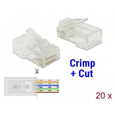 Delock rj45 crimp+cut stik cat.5e utp stik (gennemsigtigt, 20 stk.)