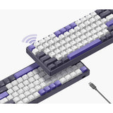 Iqunix f97 lavandin trådløst mekanisk tastatur (lavendel, us-layout (qwerty), cherry mx brown, 96%, rgb-lysdioder, hot-swappable, pbt, 2.4ghz | bluetooth 5.1 | usb-c)