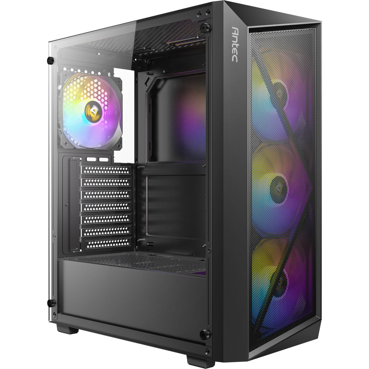 Antec ax67 argb midi tårnhus (sort | 3x usb-a | hærdet glas)