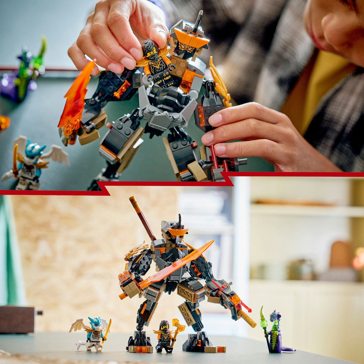 Lego ninjago 71854 cole's mission mech and dragon zane