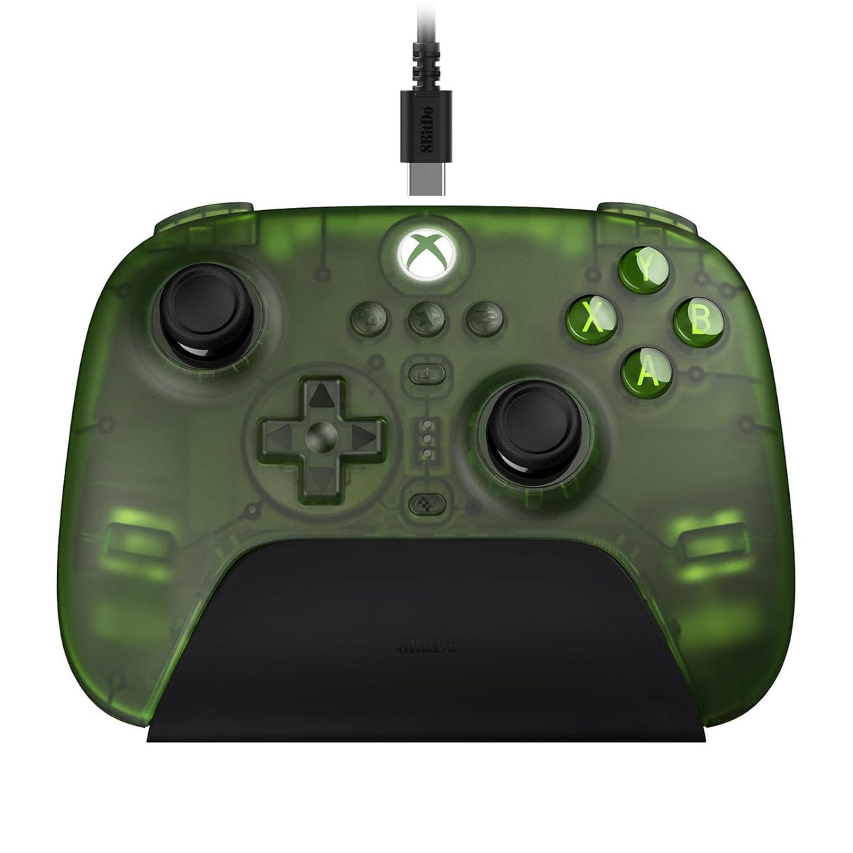 8bitdo ultimative 3-mode controller til xbox (grøn gennemsigtig, xbox series x|s, xbox one, pc, bluetooth usb-c 2,4 ghz)