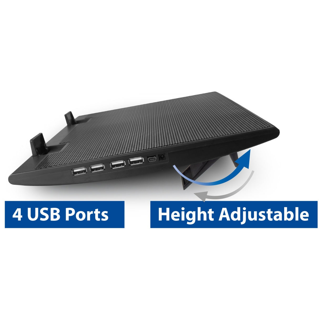 Act connectivity laptop stativ, med blæser, højdejusterbar i 2 positioner (sort, 4-ports USB 2.0 hub)