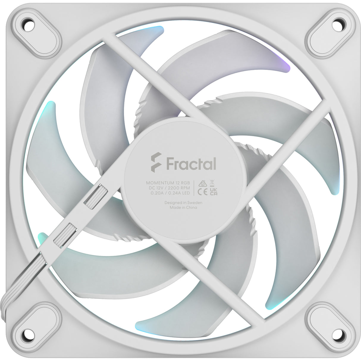 Fractal design momentum 12 rgb kabinet blæser (hvid, 120 x 120 x 25 mm, pwm)