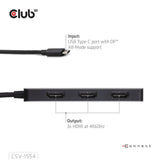 Club 3D USB-C til Triple HDMI MST Hub 4K60Hz Adapter (sort)