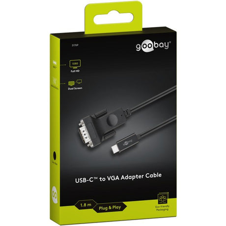 Goobay USB-C til VGA adapterkabel (sort, 1,8 meter)
