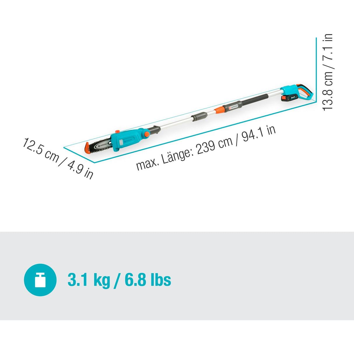 Gardena tcs 20 18 p4a solo batteri teleskop hækkeklipper - uden batteri og oplader
