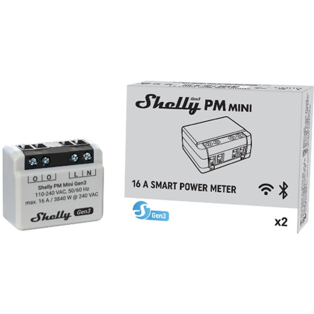 Shelly pm mini gen3 måleenhed (bluetooth 4.2, wi-fi)
