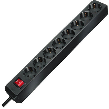 Brennerstuhl eco-line stikdåse med afbryder 8-vejs sort 3m h05vv-f 3g1.5 - 1159300018