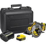 Stanley fatmax v20 18v håndrundsav (gul sort, kuffert, 2 batterier (2,0ah) og oplader (4a) inkluderet)