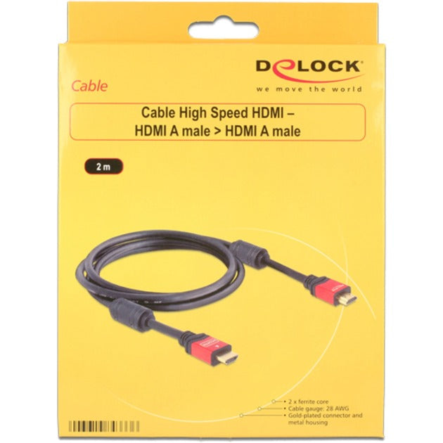Delock højhastigheds HDMI – HDMI en han > HDMI et hankabel (sort, 2 meter)