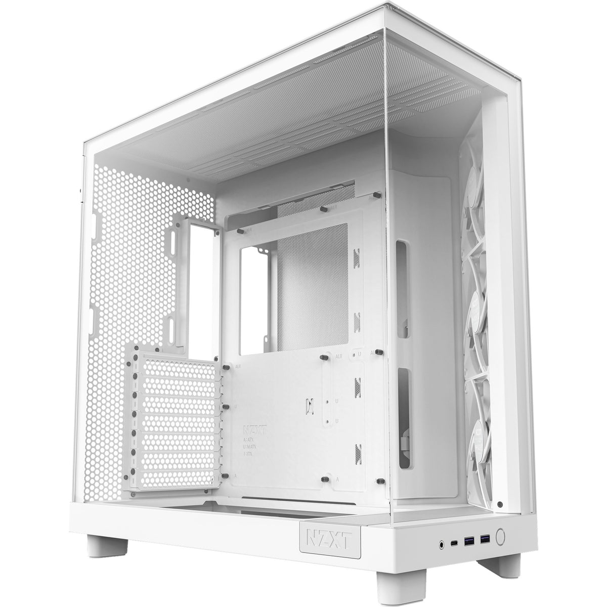 Nzxt h6 flow midi tårnhus (hvid | 2x USB-A | 1x USB-C | hærdet glas)