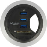 Delock in-desk hub 3 port USB 3.0 + 2 slot SD-kortlæser kortlæser