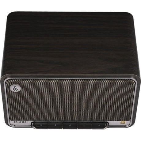 Edifier d32 trådløs bordhøjttaler (mørkebrun sølv, Bluetooth, Wi-Fi (Apple Airplay), USB-C, AUX)