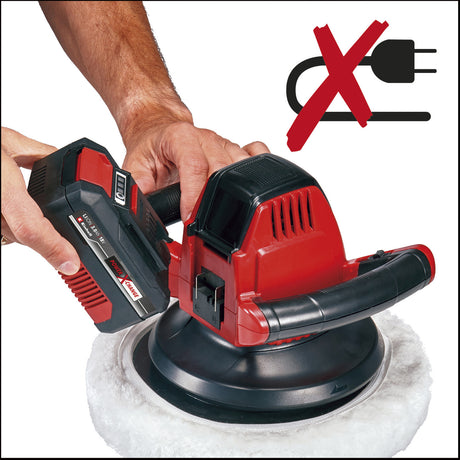 Einhell batteri polermaskine ce-cb 18 254 li solo - power x-change - 18 v li-ion - 2.500 t min - ø254 mm - inkl. 2x pudseklud (1x tekstil, 1x syntetisk) - ekskl. batteri og oplader