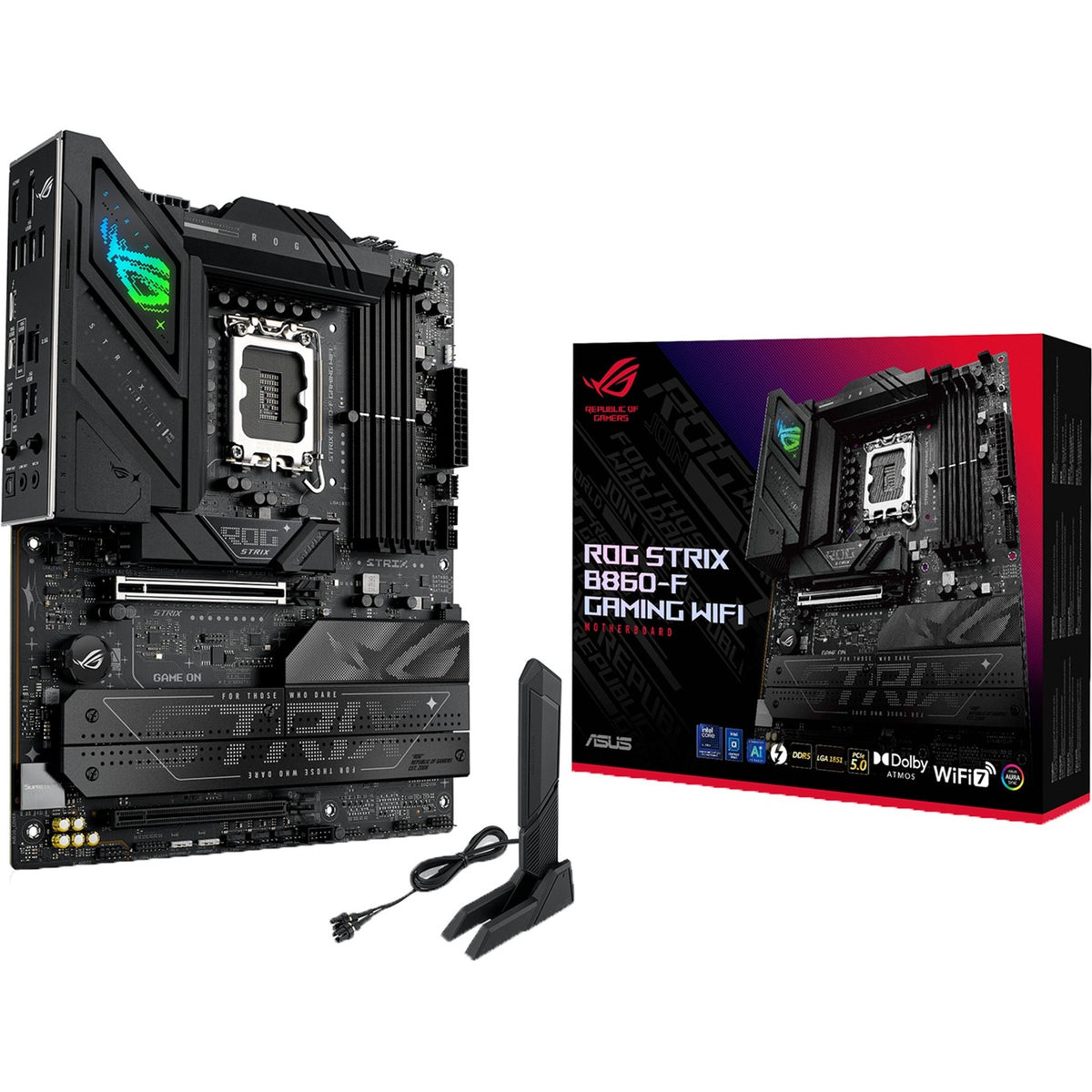 Asus ROG Strix B860-F Gaming WiFi Socket 1851 bundkort (RAID, 2,5 GB-LAN, WiFi 7, BT, lyd, ATX)