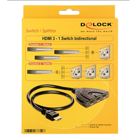 Delock HDMI 3 > 1 switch HDMI-switch (sort, 60 centimeter)