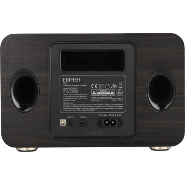 Edifier d32 trådløs bordhøjttaler (mørkebrun sølv, Bluetooth, Wi-Fi (Apple Airplay), USB-C, AUX)