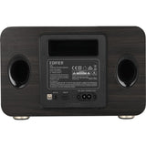 Edifier d32 trådløs bordhøjttaler (mørkebrun sølv, Bluetooth, Wi-Fi (Apple Airplay), USB-C, AUX)