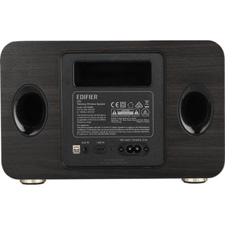 Edifier d32 trådløs bordhøjttaler (mørkebrun sølv, Bluetooth, Wi-Fi (Apple Airplay), USB-C, AUX)