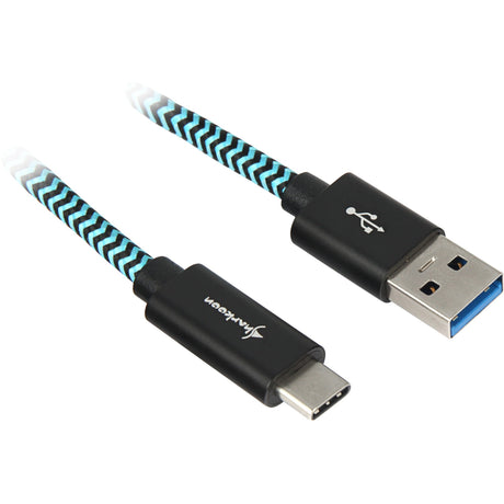Sharkoon USB 3.2-kabel, USB-A > USB-C (sort lyseblå, 0,5 meter)