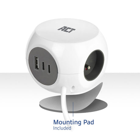 Act connectivity act strømskinne terning med 3 sokler, 30w strømforsyning USB-C a porte, kabellængde 1,5m ac2425