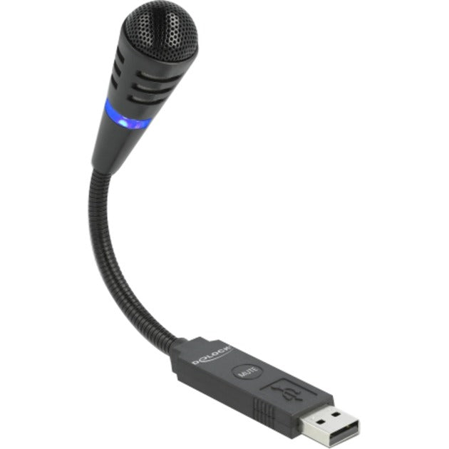 Delock USB svanehalsmikrofon med mute-knap (sort)