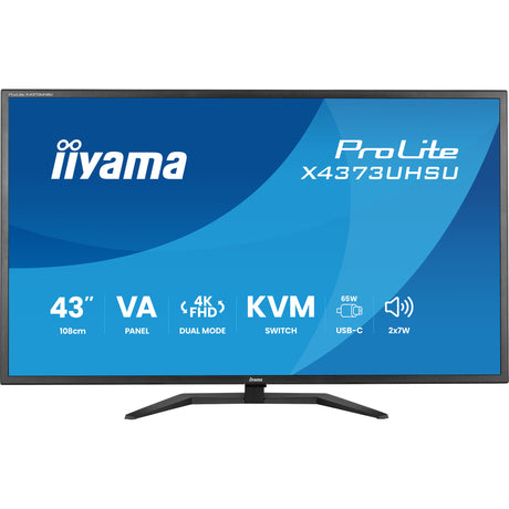 Iiyama prolite x4373uhsu-b2 42.5 4k uhd-skærm (sort (mat), hdmi, displayport, usb-c)