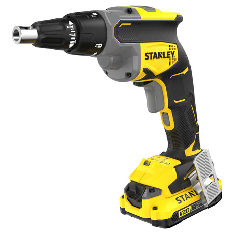 Stanley brushless 18v v20 gipsplaatschroevendraaier set schroeftol (zwart geel, accu en oplader inbegrepen)