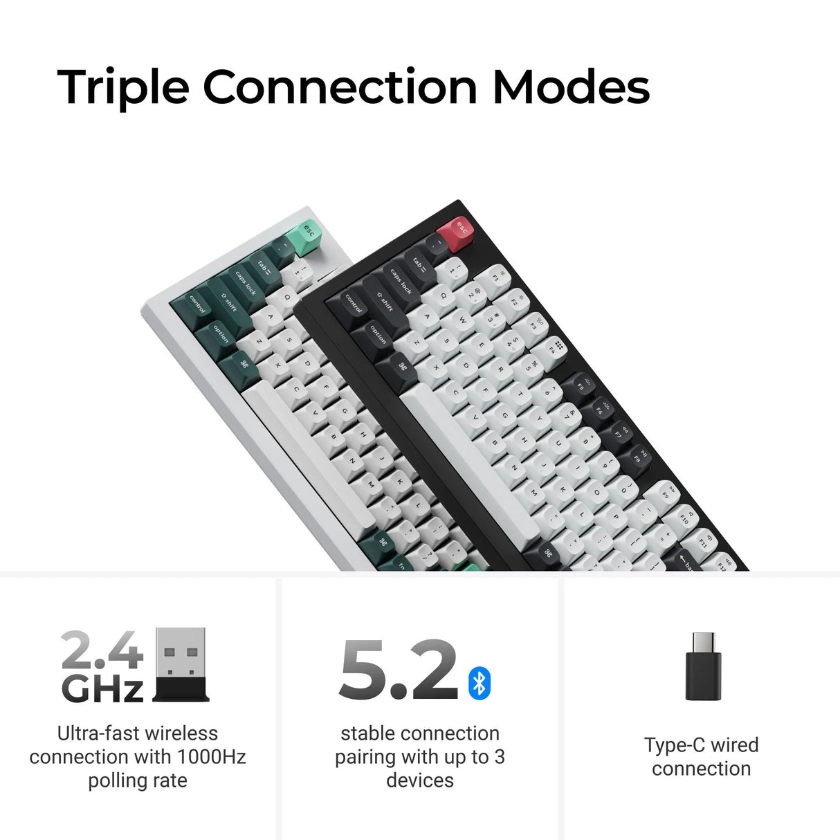 Keychron q5 he qmk trådløst brugerdefineret tastatur (hvidt, us-layout (qwerty), gateron dobbeltskinne magnetisk tåge, 96%, rgb lysdioder, osa double-shot pbt, hot swap, knop, 2.4ghz | bluetooth 5.1 | usb-c)