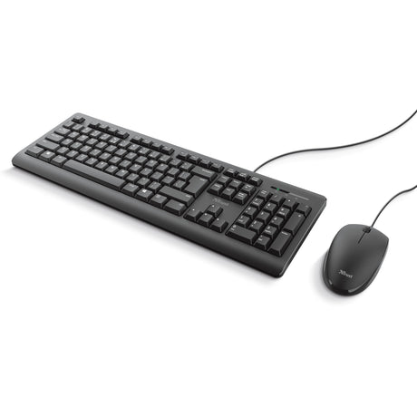Trust primo tastatur mus sæt, desktop sæt (sort, amerikansk layout, membran)