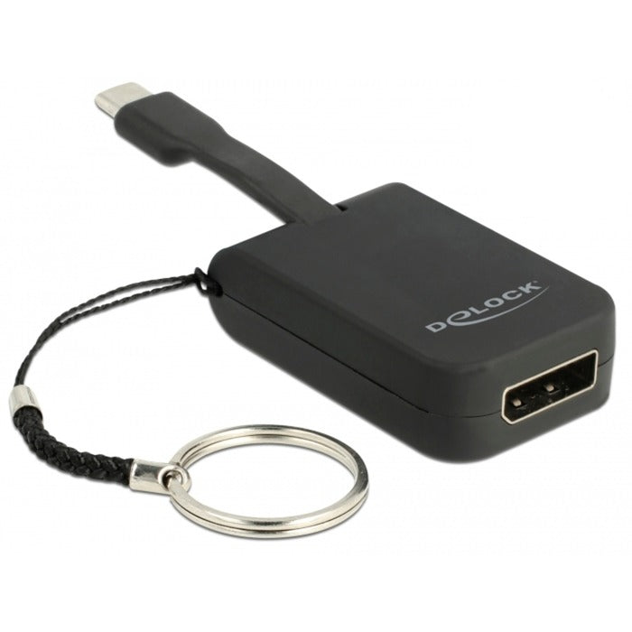Delock USB-C > displayport adapter nøglering (sort, 4k 60hz)