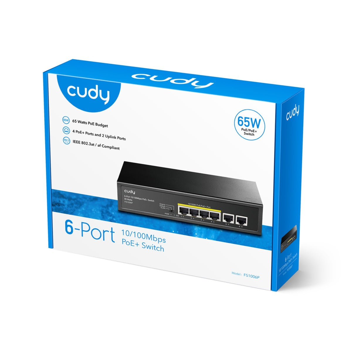 Cudy 6-ports 10 100m poe+ switch (sort)