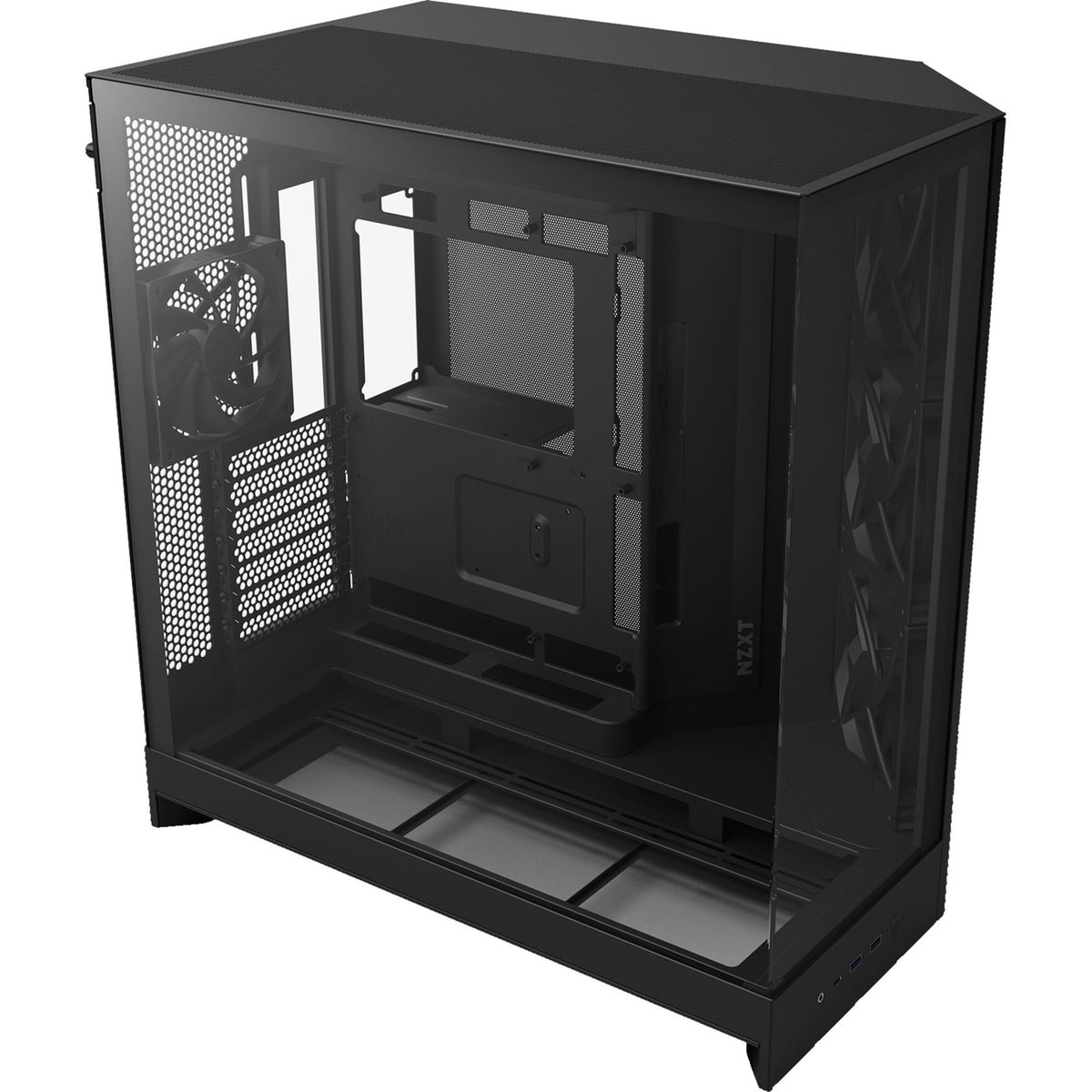 Nzxt h9 flow midi tårnhus (sort (mat) | 2x USB-A | 1x USB-C | hærdet glas)