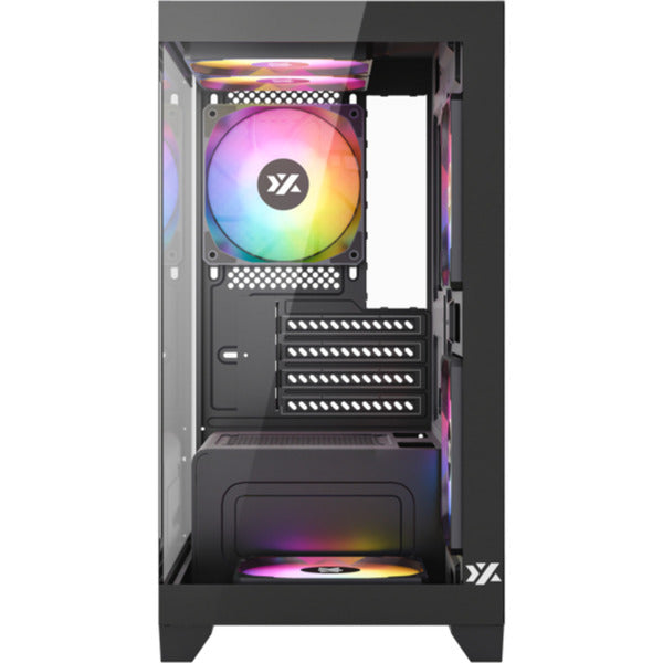Xyz pc gear titanium view lite midi tårnhus (sort | 2x USB-A | hærdet glas)