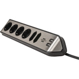 Brennerstuhl ®estilo hjørne tilslutningsboks med USB-opladningsfunktion 6-vejs 4x beskyttelsesstik 2x euro sølv sort