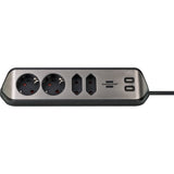 Brennerstuhl ®estilo hjørne tilslutningsboks med USB-opladningsfunktion 4-vejs 2x beskyttelsesstik 2x euro sølv sort