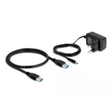 Delock USB-hub 10 Gbps med 4 USB-A + 1 hurtigopladningsport (grå, inkl. strømforsyning)