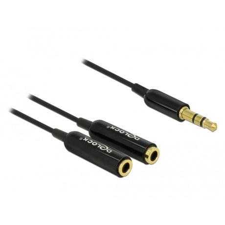 Delock kabel audio splitter stereo jack han 3,5 mm > 2x stereo jack hun splitter kabel (sort)