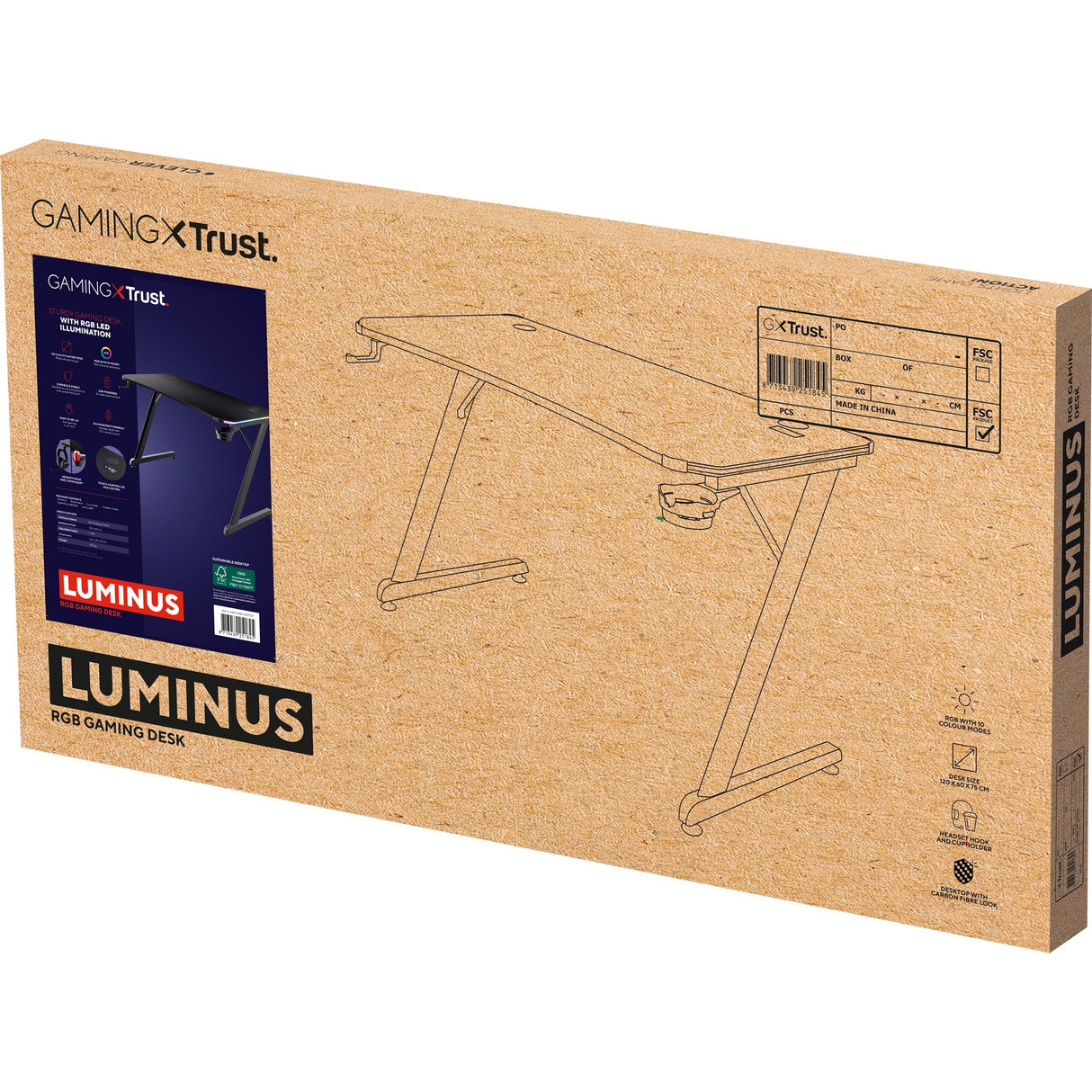 Trust GXT 709 Luminus RGB Gaming Desk Gaming Desk (sort)