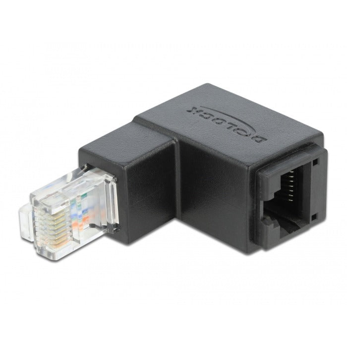 Delock-adapter rj-45 kat.6 stik > stikkontakt, 90° (sort)