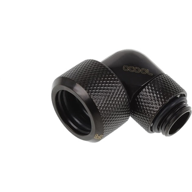 Alphacool eiszapfen 16 mm hårdt rør kompressionsfitting 90° drejelig G1 4 tilslutning (sort, riflet, dyb sort)