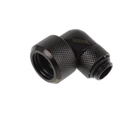 Alphacool eiszapfen 16 mm hårdt rør kompressionsfitting 90° drejelig G1 4 tilslutning (sort, riflet, dyb sort)