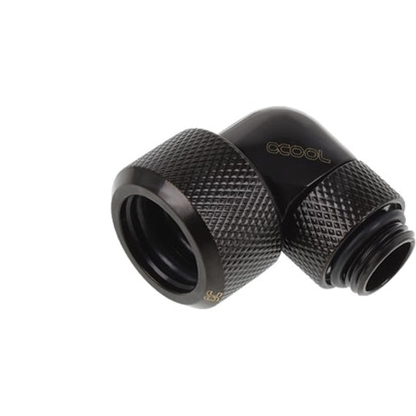 Alphacool eiszapfen 16 mm hårdt rør kompressionsfitting 90° drejelig G1 4 tilslutning (sort, riflet, dyb sort)