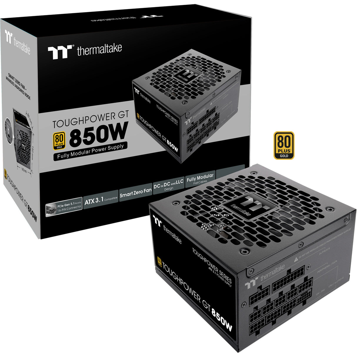 Thermaltake toughpower gt modulær 850 watt strømforsyning (sort, 4x pcie)