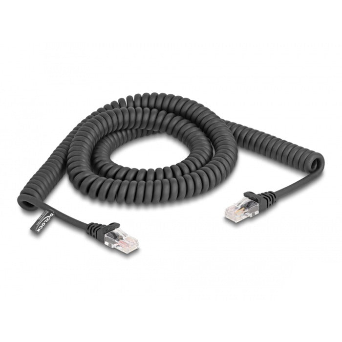 Delock rj-45 spiralkabel han til han cat.5e (sort, 3 meter)