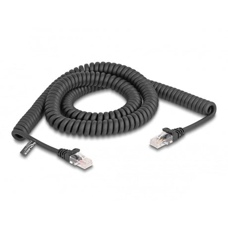 Delock rj-45 spiralkabel han til han cat.5e (sort, 3 meter)