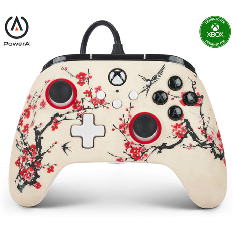 Powera advantage controller med kabel til xbox series x|s - warrior's nirvana (magnolia white, xbox series x|s, xbox one, pc)