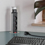 Brennerstuhl Tower Power USB opladerstik 3-vejs med dobbelt USB ladeindgang 2m H05VV-F 3G1.5 fuldt forsænket i bordpladen